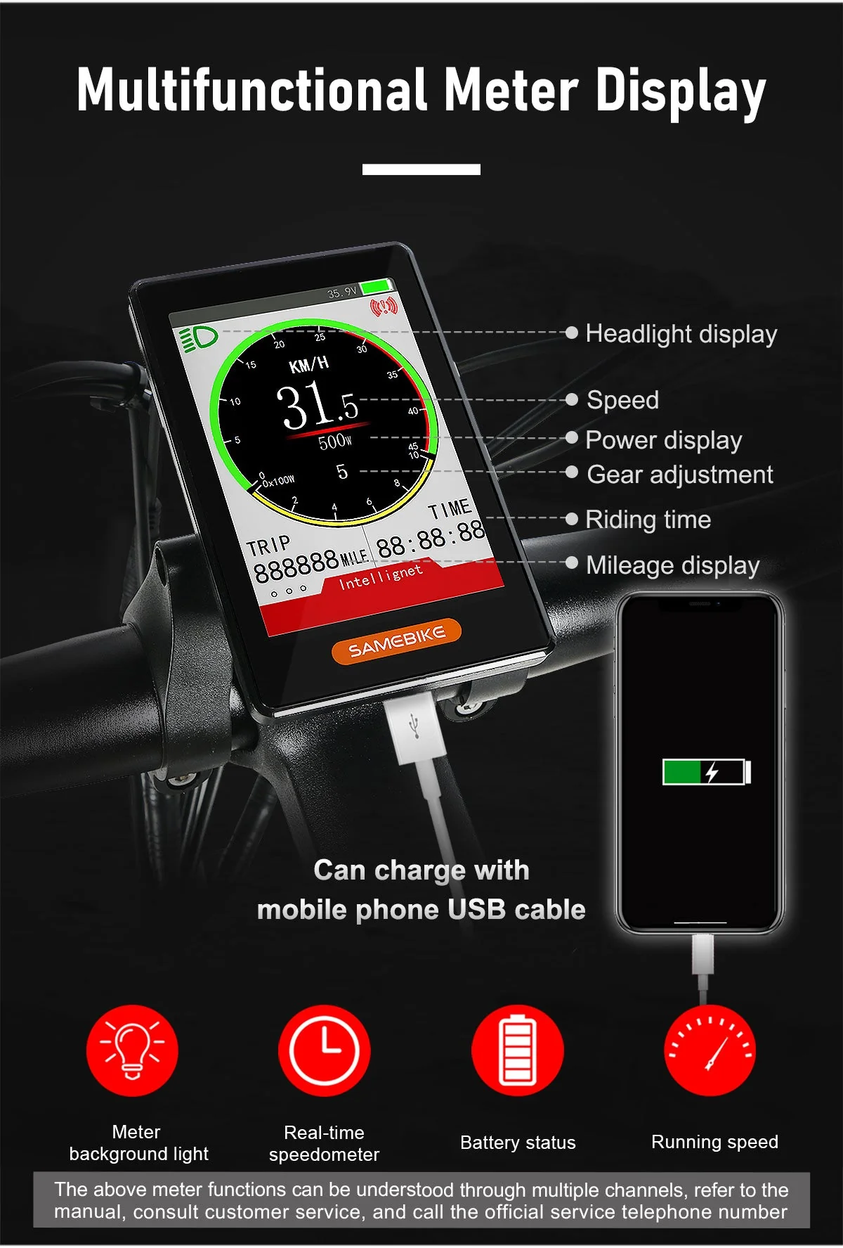 Vélo électrique Pliant SAMEBIKE LO26-II-YD 900W Moteur – Image 4