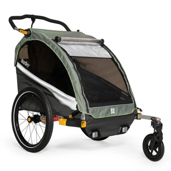 Remorque velo pour bebe​ Burley pour 1-2 Enfants - sage green/charcoal