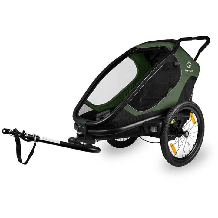 Remorque à vélo pas cher Hamax Outback One 1 Enfant - vert / noir