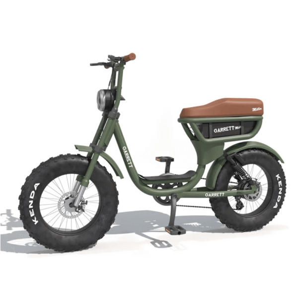 Vélo électrique biplace cargo garrett miller city vert, bat simple, tout terrain8
