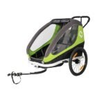 Remorque hamax traveller Bike Trailer for 2 Kids, incl. drawbar and buggy wheel - green/grey – Image 2